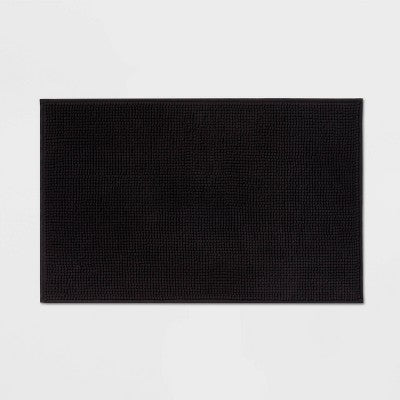 Chenille Bath Rug, Black (20\"x32\")