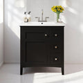 30\" Freestanding Bathroom Vanity with Ceramic Sink, Solid Wood Frame, Black