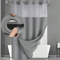 No-Hook Waffle Shower Curtain with Snap-In Liner, Gray
