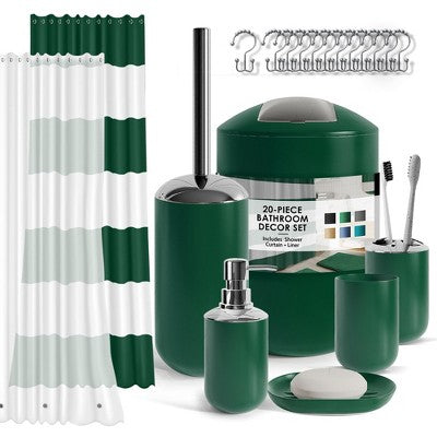 20-Piece Bathroom Accessories Set, Hunter Green