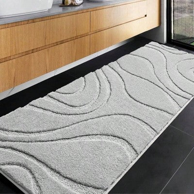 Extra Plush Non-Slip Bath Runner Rug, Light Gray (24\"x60\")