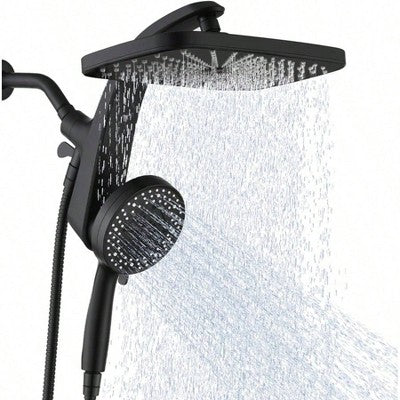 High-Pressure Rain Shower Head with Handheld Spray Combo, Matte Black