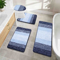 Ultra-Soft 4-Piece Microfiber Bathroom Rug Set, Navy Blue