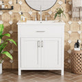 30\" Freestanding Bathroom Vanity with Ceramic Sink, White (18.3\" x 29.9\" x 33.86\")
