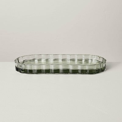 Magnolia Fluted Glass Bathroom Tray, Light Green