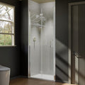 Bi-Fold Semi-Frameless Hinged Glass Shower Door, Clear Tempered Glass