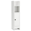 Storage Cabinet with Door & Open Shelves, White