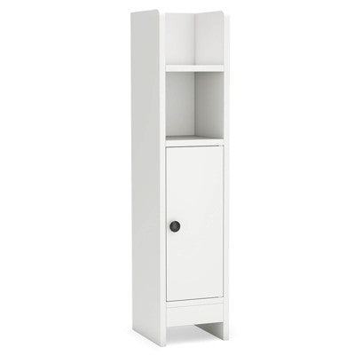 Storage Cabinet with Door & Open Shelves, White