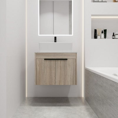 24\" Modern Bathroom Vanity Cabinet, Brown (23.6\" x 18.9\" x 23.6\")