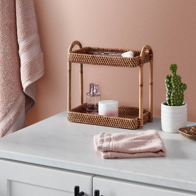 Natural Woven Tiered Vanity Tray