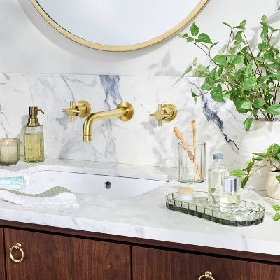 Magnolia Fluted Glass Bathroom Tray, Light Green