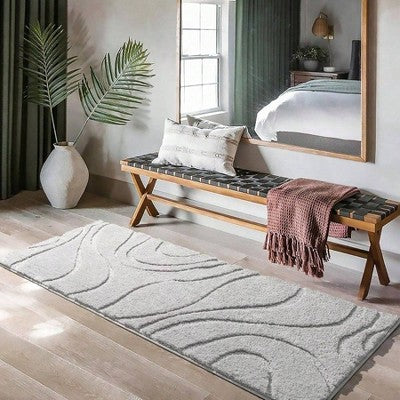 Extra Plush Non-Slip Bath Runner Rug, Light Gray (24\"x60\")