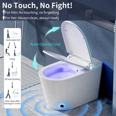 Smart Toilet with Built-In Bidet, Heated Seat, Night Light & Auto Lid