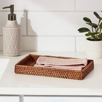 Threshold Rattan Vanity Tray, Light Brown