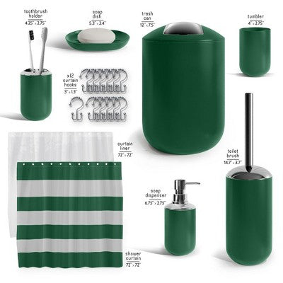 20-Piece Bathroom Accessories Set, Hunter Green