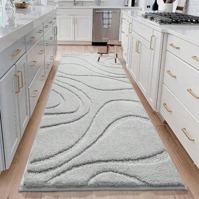 Extra Plush Non-Slip Bath Runner Rug, Light Gray (24\"x60\")