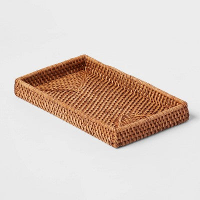 Threshold Rattan Vanity Tray, Light Brown