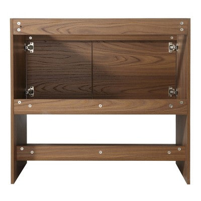 36\" Bathroom Vanity in Walnut with White Ceramic Sink