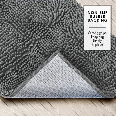 2-Piece Chenille Bath Mat Set, Gray