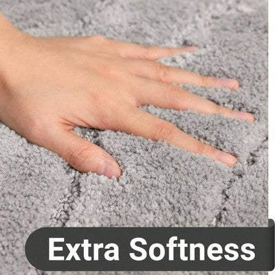 Extra Plush Non-Slip Bath Runner Rug, Light Gray (24\"x60\")