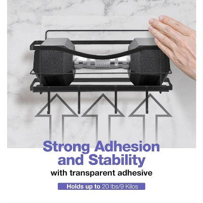 No-Drill Self-Adhesive Stainless Steel Shower Caddy Set, Matte Black (2-Pack)