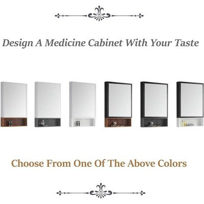 21\" Wall-Mount Medicine Cabinet, White with Rock Gray Shelf