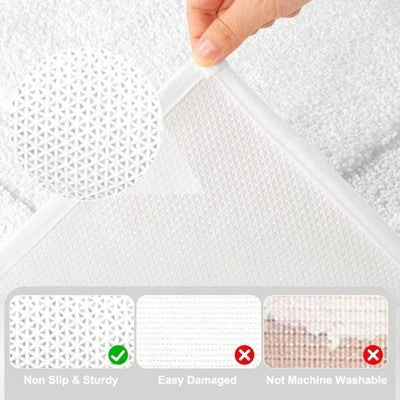 3-Piece Washable Non-Slip Bathroom Rug Set, White