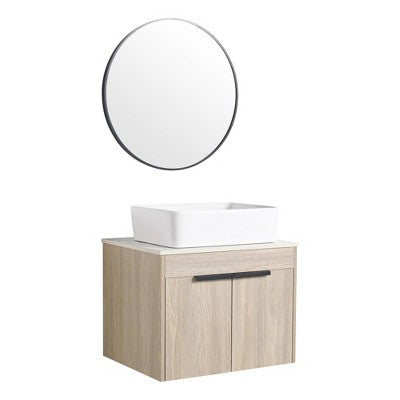 24\" Modern Bathroom Vanity Cabinet, Brown (23.6\" x 18.9\" x 23.6\")